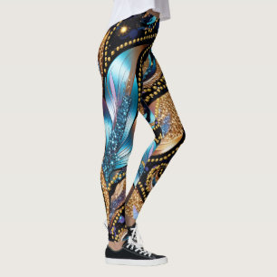 Legging Penas Estileadas Beliscam com Miçangas Ouros
