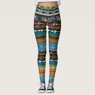 Legging Penas Étnicas: Embroiderme Boho Chic
