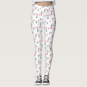 Legging Penas tribais coloridas nas caneleiras brancas