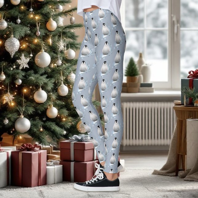 Legging Penguin Art Nouveau Snowflakes (Criador carregado)