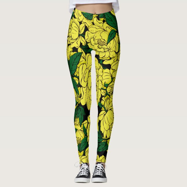 Legging Peônias amarelas (Frente)