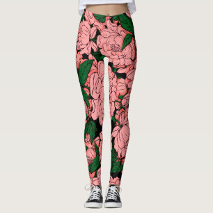 Legging Peônias cor-de-rosa