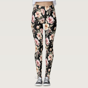 Legging Peônias em Aquarela com Lavagem Pastel