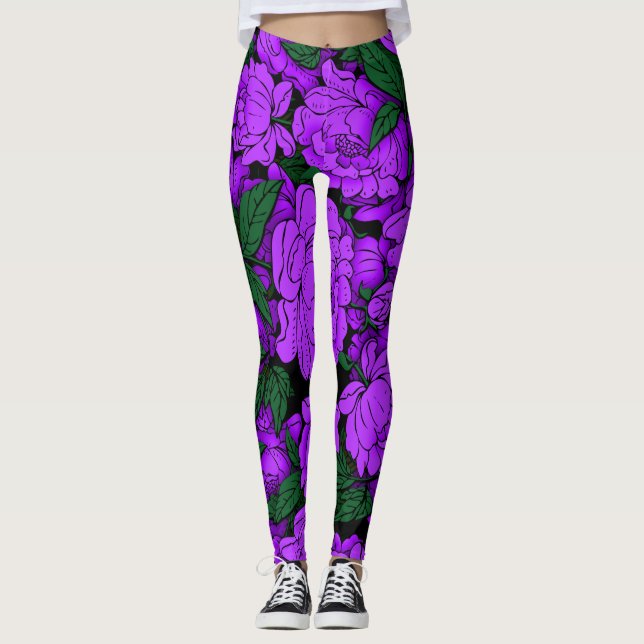Legging Peônias Roxas (Frente)