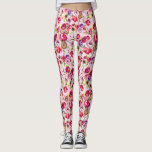Legging Peony Floral, bonito Rosa Pink Chic Watercolor<br><div class="desc">Belo magenta brilhante e leggings florais de rosa de rosa claro para uma garota que ama leggings florais de peônias bonitinhas. Calças perfeitamente femininas e bonito.</div>