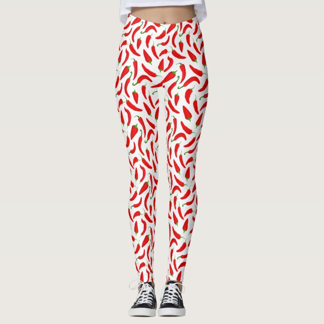 Legging Peppers Red Chili em Branco (Frente)