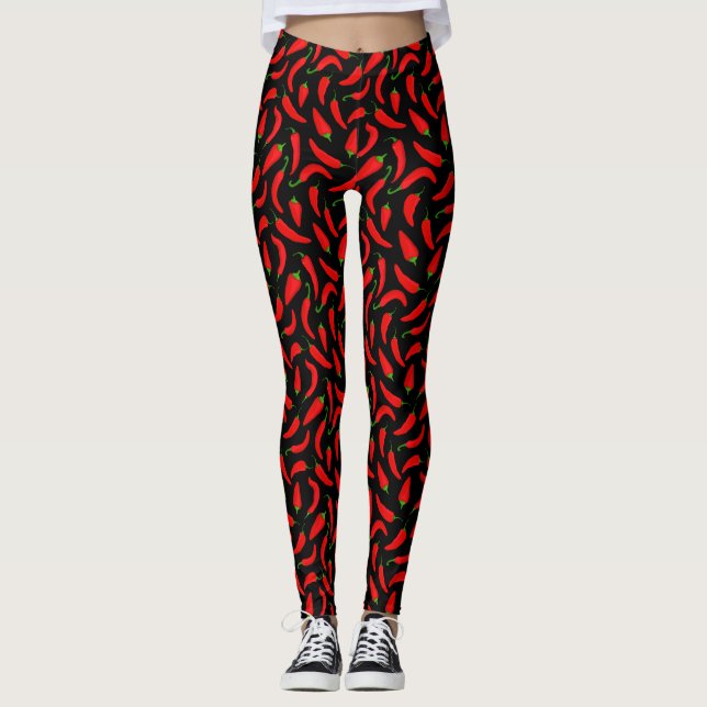 Legging Peppers Red Chili em Preto (Frente)