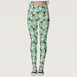 Legging Pequenas abelhas e flores margaridas