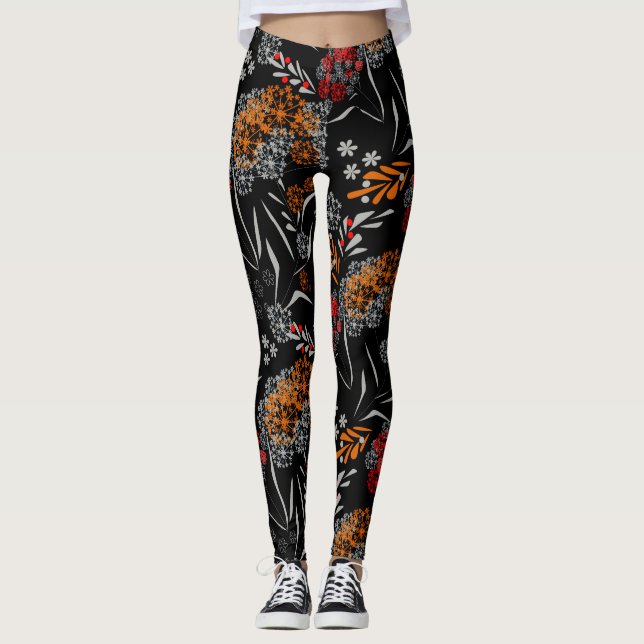 Legging Pequenas flores bonitinhas sem costura padrão flor (Frente)