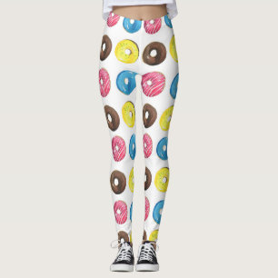 Legging Pequenas rosquinhas de aquarela, padrão uniforme.
