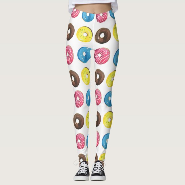 Legging Pequenas rosquinhas de aquarela, padrão uniforme. (Frente)