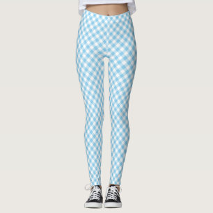 Legging Pequenas Verificações de Gingham Diagonal em Azul-