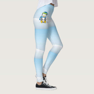 Legging Pequeno pinguim sentado com bolas de neve