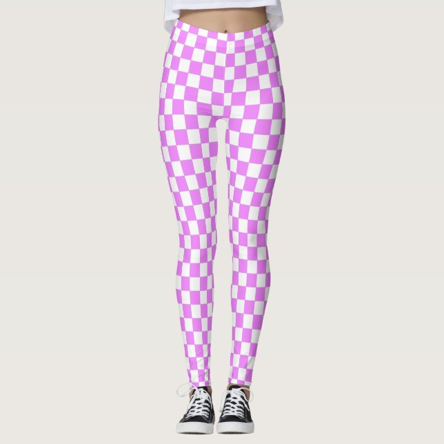 Legging Pequeno Xadrez Rosa Branco (Frente)
