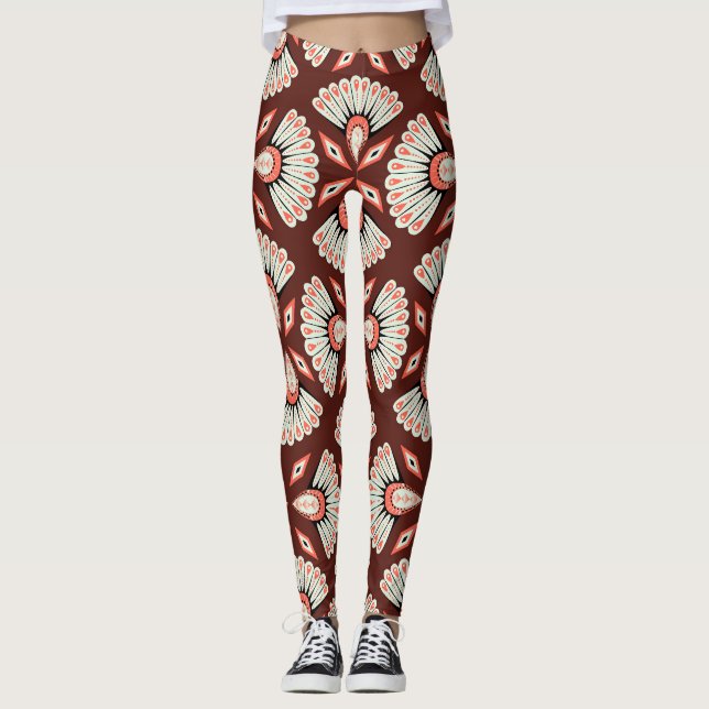 Legging Pequenos Motifs Geométricos: Padrão Têxtil de Deco (Frente)