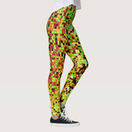 Legging Pequenos quadrados ou azulejos, verdes e castanhos