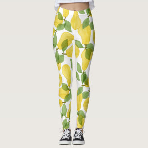 Legging Peras de Aquarela: Padrão Pintado À Mão