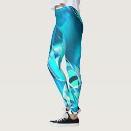 Legging Percursos cianos com garoa sobre fundo aquamarino