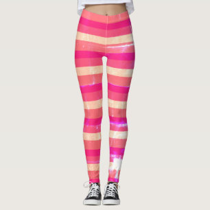 Legging Perfis cor-de-rosa Leguminosas Vintage Elegantes