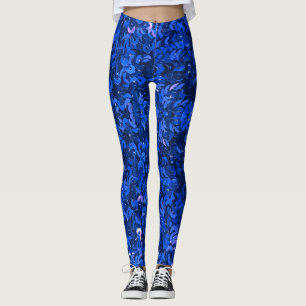Legging Perna cintilante brilhante azul brilhante