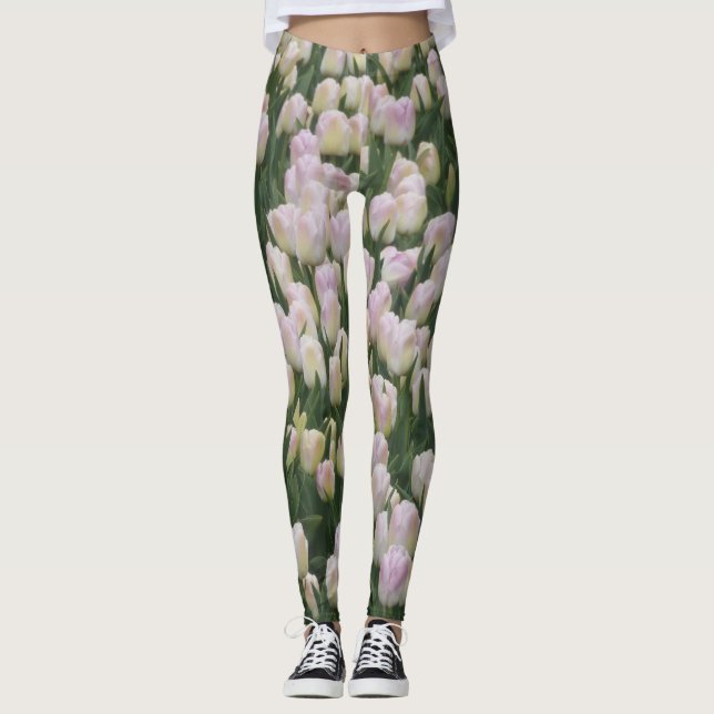 Legging Perna das Tulipas da rosa claro (Frente)