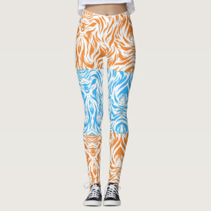 Legging Perna de Cintura de Redemoinho Abstrato Laranja e