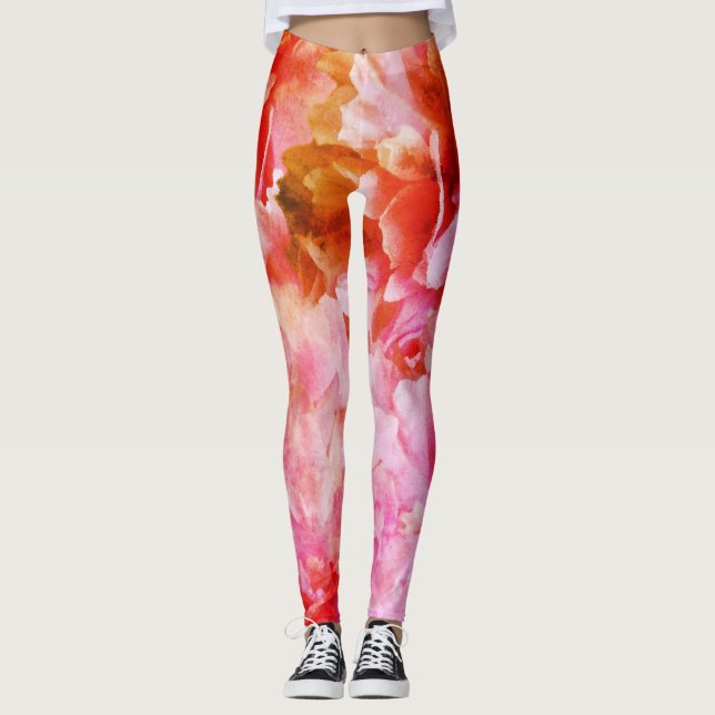 Legging Perna de flores rosadas elegantes (Frente)