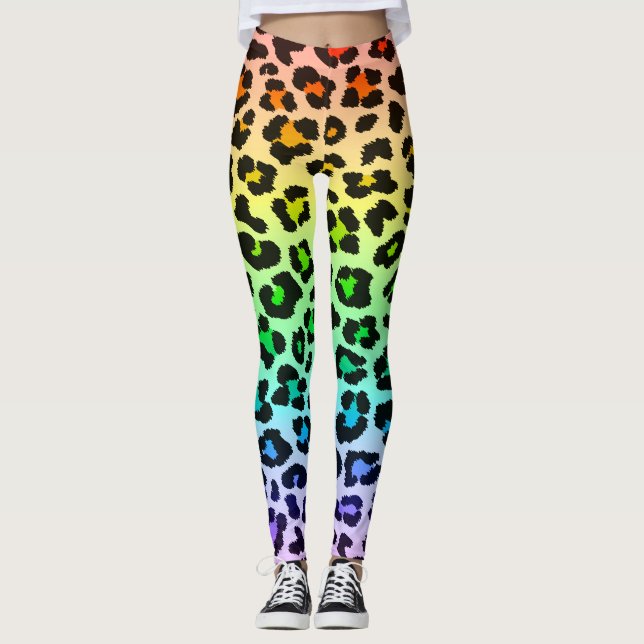 Legging perna-de-leopardo-arco-íris (Frente)