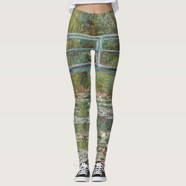 Legging Perna de Sonho, Monet, Jardim, pintura clássica (Frente)