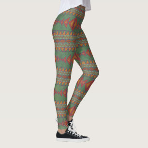 Legging Perna Design Geométrica Verde do Sagebrush Sudoest