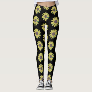 Legging Perna Simples De Ioga Botânica De Girassol