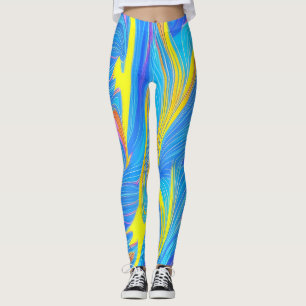 Legging Pernas Abstrato azuis e amarelas