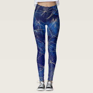 Legging Pernas abstrato Azuis Espelhos Estrelados