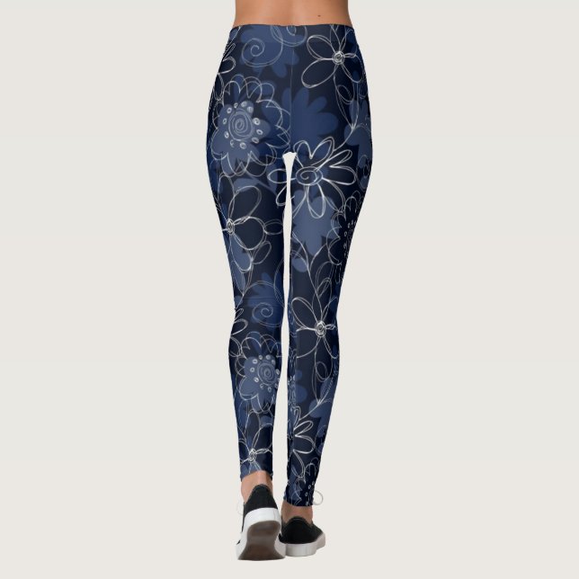 Legging Pernas abstrato Floral Impressão (Verso)