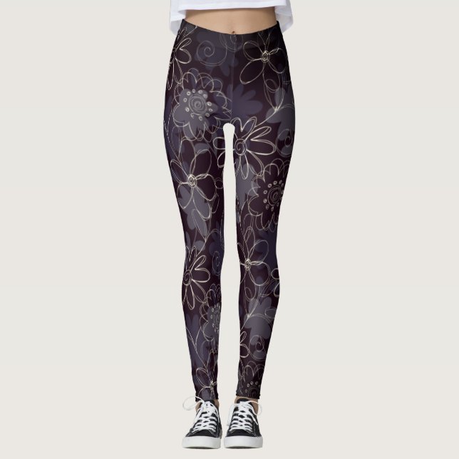 Legging Pernas abstrato Floral Impressão (Frente)