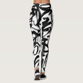 Legging Pernas abstrato preto e branco