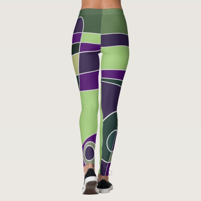 Legging Pernas Abstrato surfando Roxo Verde (Verso)