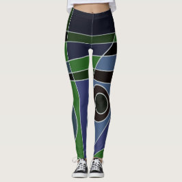 Legging Pernas Abstrato surfando verde azul preto