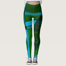 Legging Pernas Abstrato Surfing Turquesa Green Shade