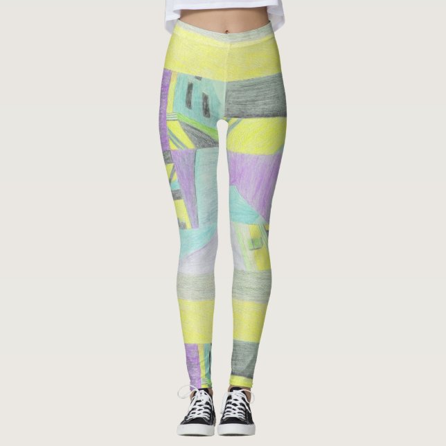 Legging Pernas amarelas da Cena esmagada (Frente)