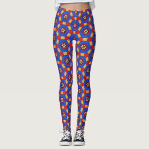 Legging Pernas amarelas, laranja e Trabalho de arte azuis