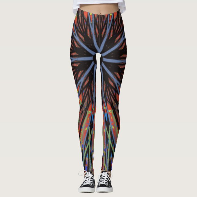 Legging Pernas Azuis e Roxas de Mandala Mosaico (Frente)