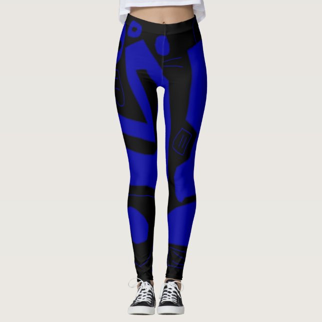 Legging Pernas azuis pretas e cobaltas (Frente)
