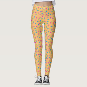 Legging Pernas bonito das Flores Laranja