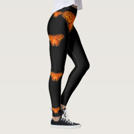 Legging Pernas borboleta laranja no escuro