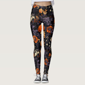 Legging Pernas Botânicas Do Halloween De Queda Elegante
