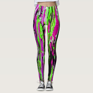 Legging Pernas brancas e pretas neon