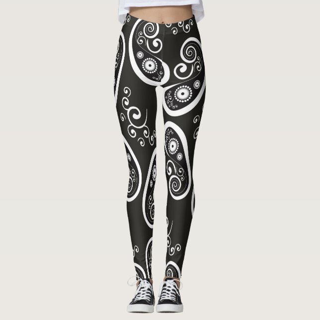 Legging Pernas brancas pretas (Frente)