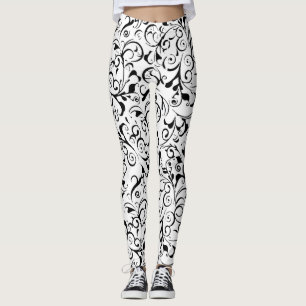 Legging Pernas brancas pretas de cor damasco