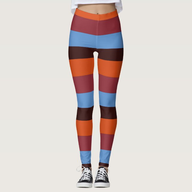 Legging Pernas castanhas, laranja e azuis (Frente)
